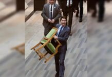 Why did Justin Trudeau leave Parliament with a chair?