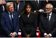 Why did Trump’s blue suit become a topic of discussion at the Pope’s funeral?