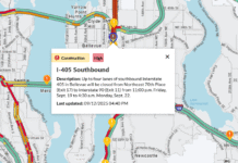 Major Lane Closures on I-405 Southbound in Bellevue Through Sept. 22 Major Lane Closures on I-405 Southbound