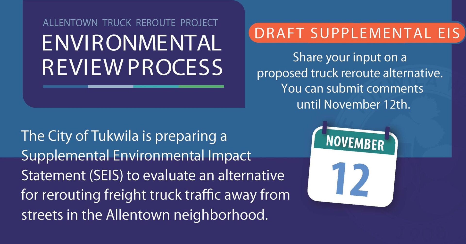 Public Invited to Provide Feedback on Tukwila’s Allentown Truck Reroute Project