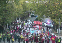 Traffic Disruption: Demonstration Blocks 5th Ave S in Seattle Traffic Disruption