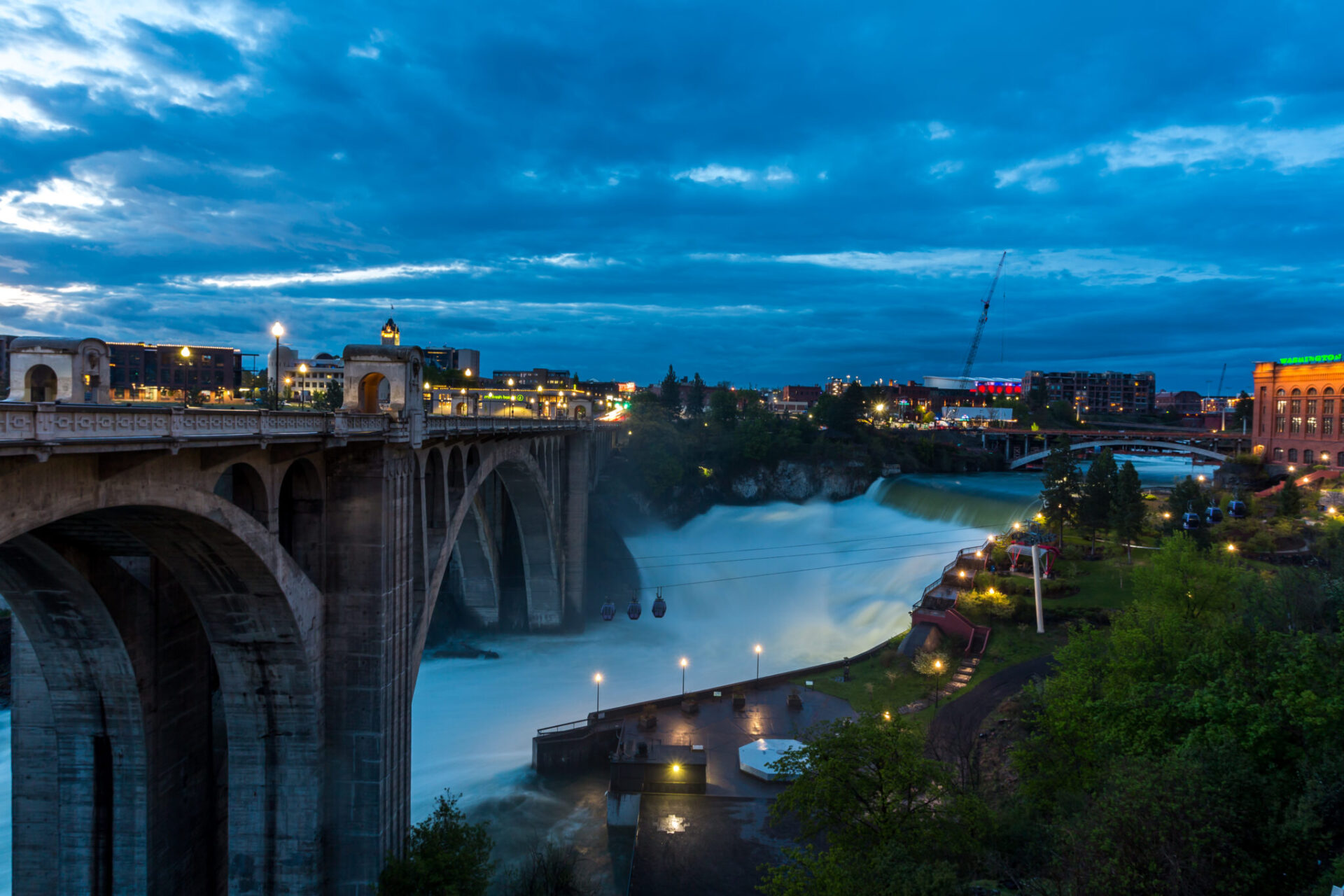 A view of Spokane Falls and downtown Spokane