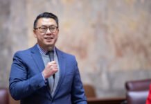 Head of WA Department of Commerce is leaving Washington state Sen. Joe Nguyen speaks on the Senate floor on Jan. 20, 2023