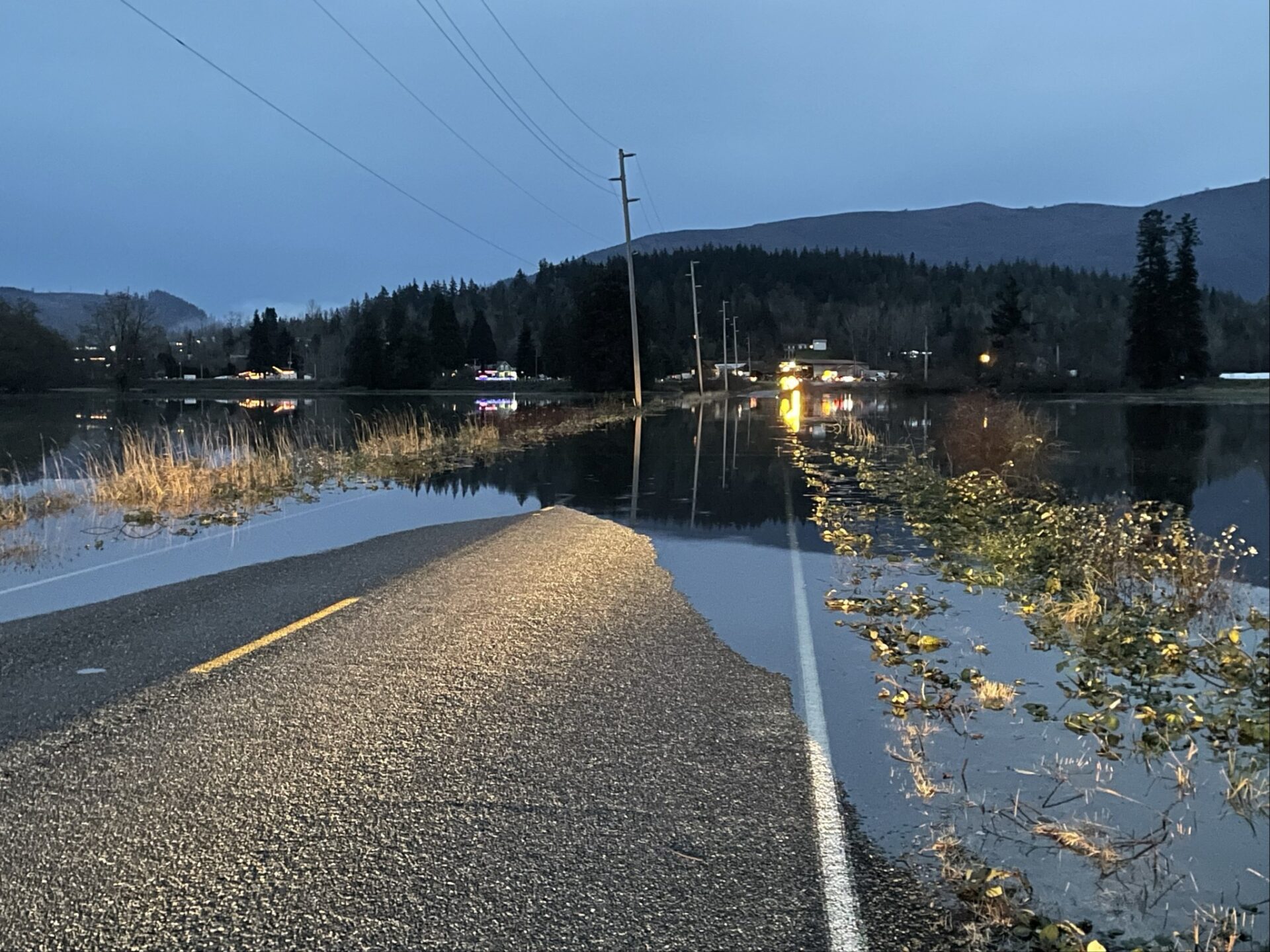 Flooding in Skagit County on Dec. 9, 2025. The Skagit River is expected to reach record flood levels.