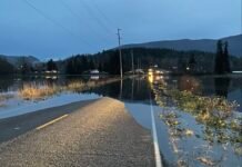 Flooding in Skagit County on Dec. 9, 2025. The Skagit River is expected to reach record flood levels.
