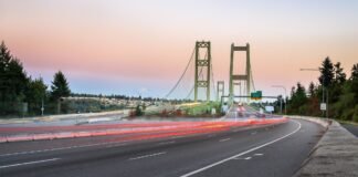 A view of the Tacoma Narrows Bridge