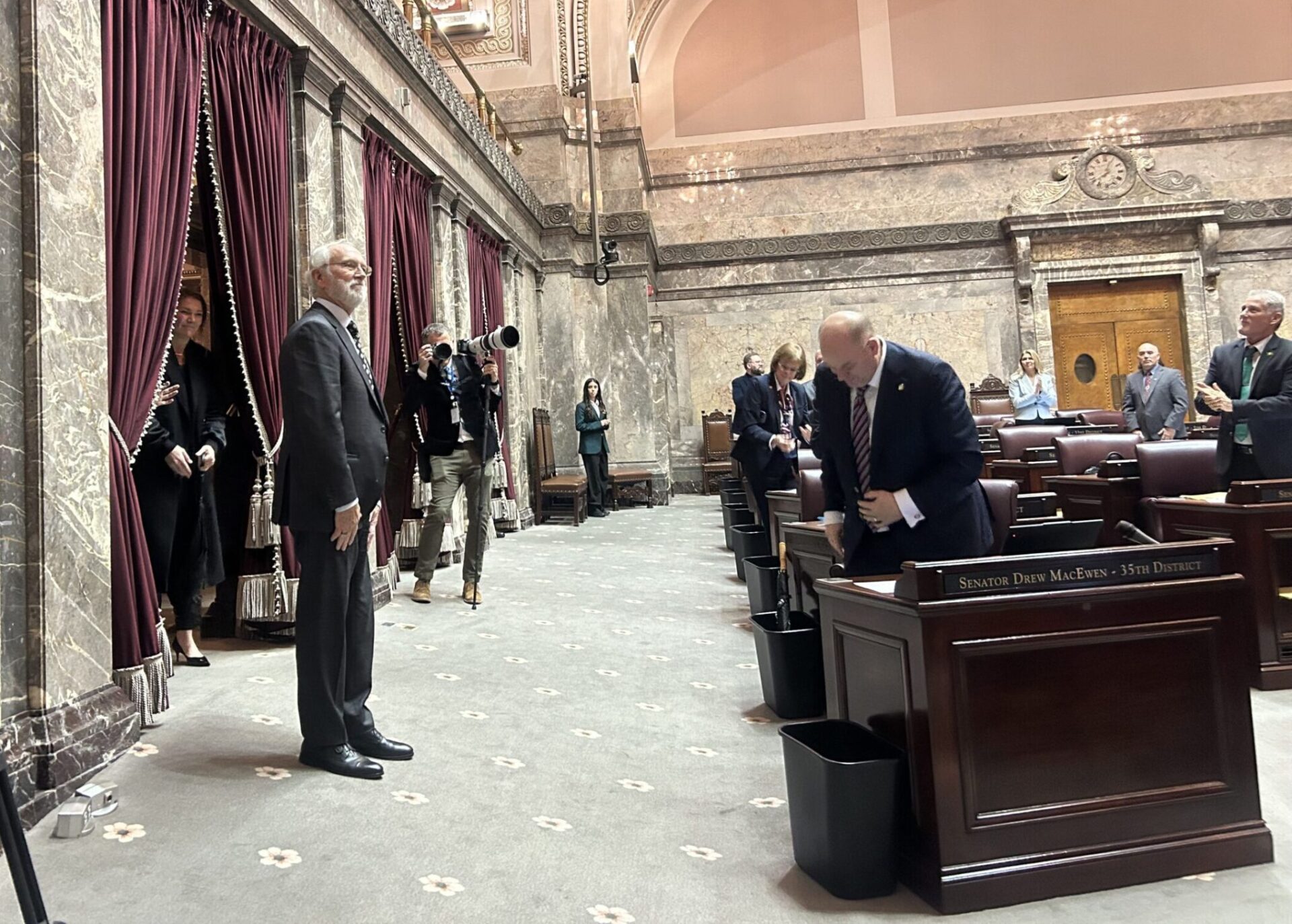U.S. Rep. Dan Newhouse, R-Sunnyside, is recognized on the Washington state Senate floor on Wednesday, Jan. 28, 2026, in Olympia