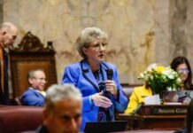 GOP demand for 39-page bill to be read aloud derails Democratic legislation in WA Senate Washington Senate, Washington Legislature, GOP, Democrats, Senate Bill 5466, legislative strategy, procedure, political tactics, clean energy, transmission bill, state politics, legislative deadline