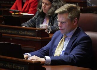 WA Senate leader explains dim outlook for a new tax on big businesses Senate Majority Leader Jamie Pedersen, D-Seattle, during Senate floor debate on Jan. 28, 2026.