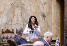 Six-term GOP lawmaker won’t seek reelection to WA House Rep. Michelle Valdez (formerly Caldier), R-Gig Harbor, speaks on the House floor during the 2025 legislative session.