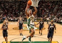 Ray Allen of the Seattle SuperSonics shoots against the Indiana Pacers on Dec. 1, 2006, at Key Arena in Seattle