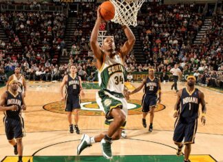 Ray Allen of the Seattle SuperSonics shoots against the Indiana Pacers on Dec. 1, 2006, at Key Arena in Seattle