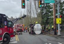 Water Truck Rolls Over