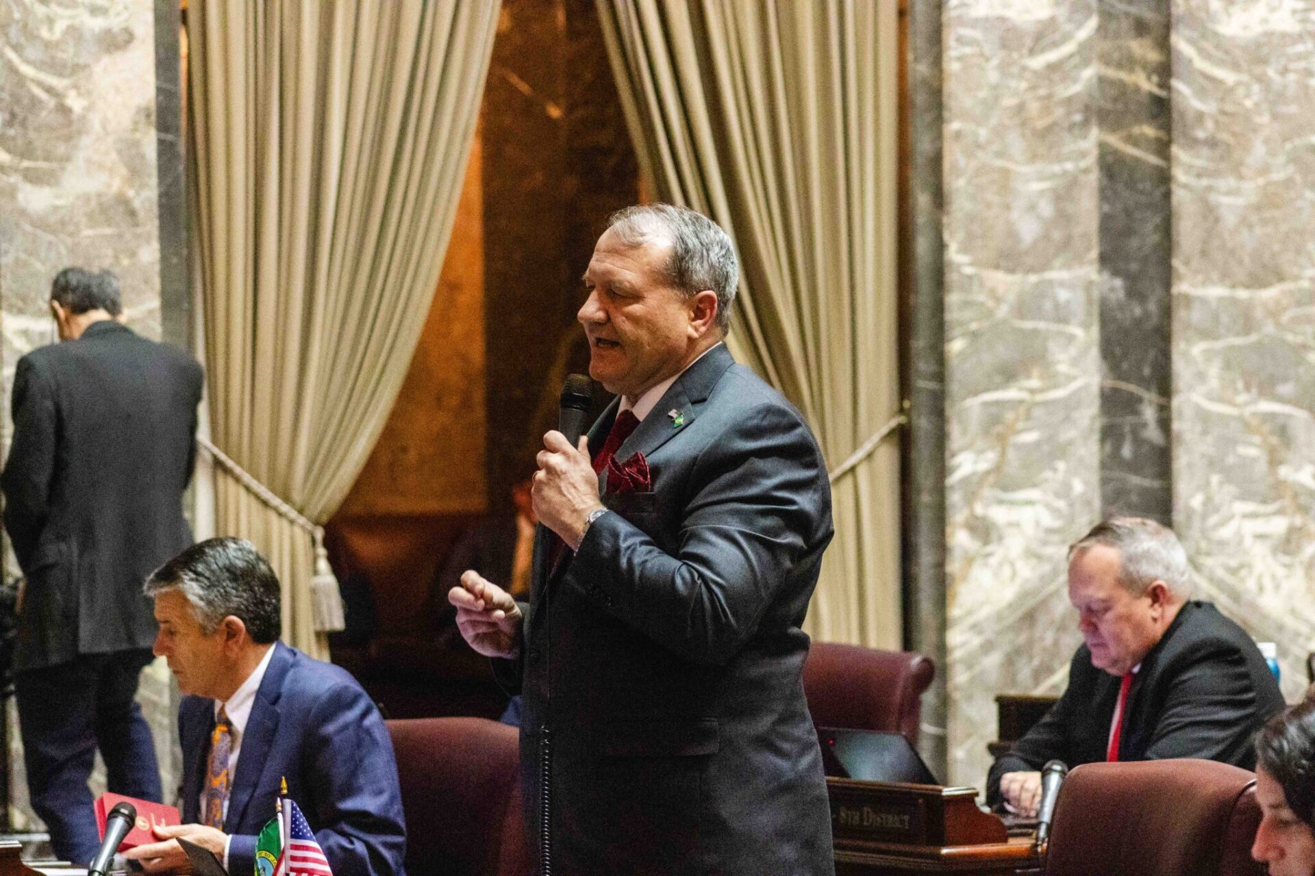 Sen. Leonard Christian, R-Spokane Valley, speaking on the Senate floor on April 27, 2025