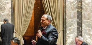 Sen. Leonard Christian, R-Spokane Valley, speaking on the Senate floor on April 27, 2025