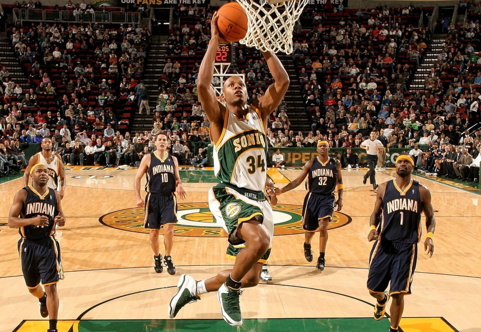Ray Allen of the Seattle SuperSonics shoots against the Indiana Pacers on Dec. 1, 2006, at Key Arena in Seattle.