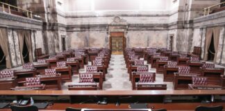 WA Senate’s Democratic majority leader draws challenger from the left The Senate chambers at the Washington state Capitol