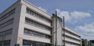 A view of the south side of the General Administration Building on April 17, 2026. The state office building was completed in 1956 and is being torn down during 2026