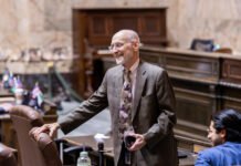 After 21 years in WA Legislature, a moderate Democrat calls it quits State Rep. Larry Springer on the House floor on Jan. 28, 2026.
