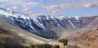 The Yakima River flows south of Roza