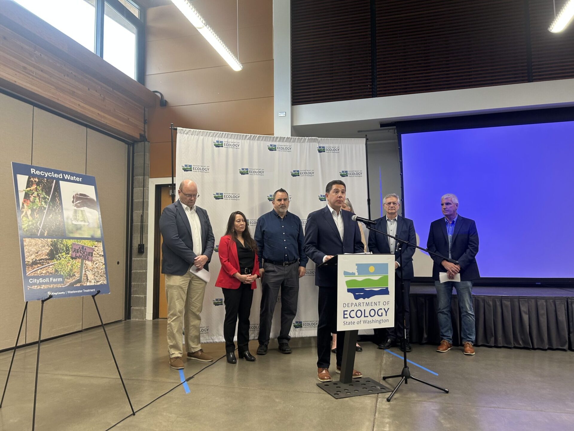 Washington state Department of Ecology Director Casey Sixkiller speaks alongside local leaders on a new effort to respond to Washington’s persistent droughts