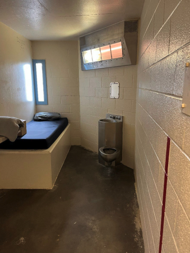 A solitary confinement cell at the Washington State Penitentiary. (Photo courtesy of the Office of the Corrections Ombuds)