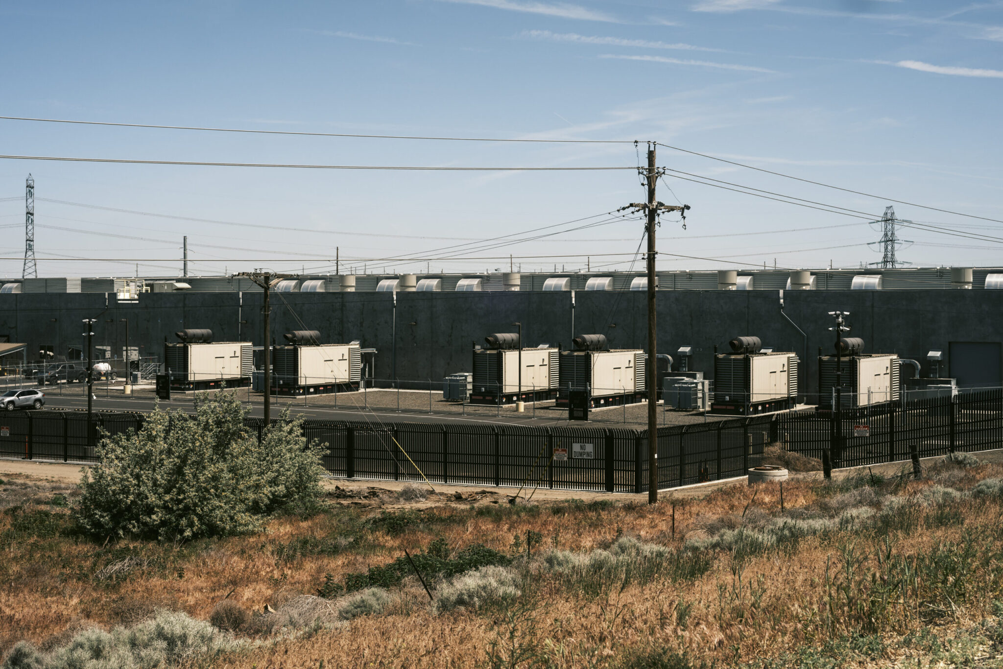 A data center facility near Boardman, Oregon on May 18, 2026, is one of many that have been built in the state and in Washington along the Columbia River Gorge during the last few years. (Photo by Jordan Gale/Oregon Capital Chronicle)