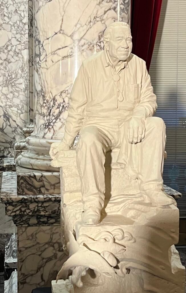 A design mockup of the Billy Frank, Jr. statue that will sit in the U.S. Capitol. (Laurel Demkovich/Washington State Standard)