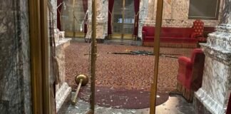 $1M restoration from WA Capitol vandalism recommended This photo shows damage to the State Reception Room at the Washington state Capitol after an intruder broke in on Sunday, Oct. 5, 2025. (Photo courtesy of Department of Enterprise Services)