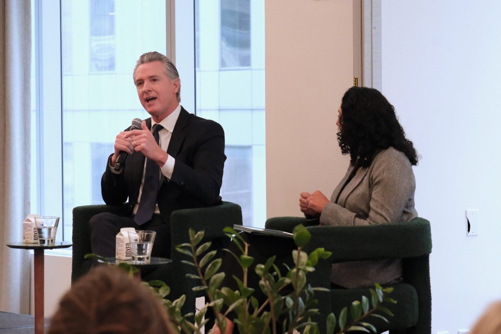 California Gov. Gavin Newsom announces his authorization to link Washington state in its carbon market during Climate Week in New York City on Sept. 23, 2026. (Photo courtesy of Washington State Department of Ecology)