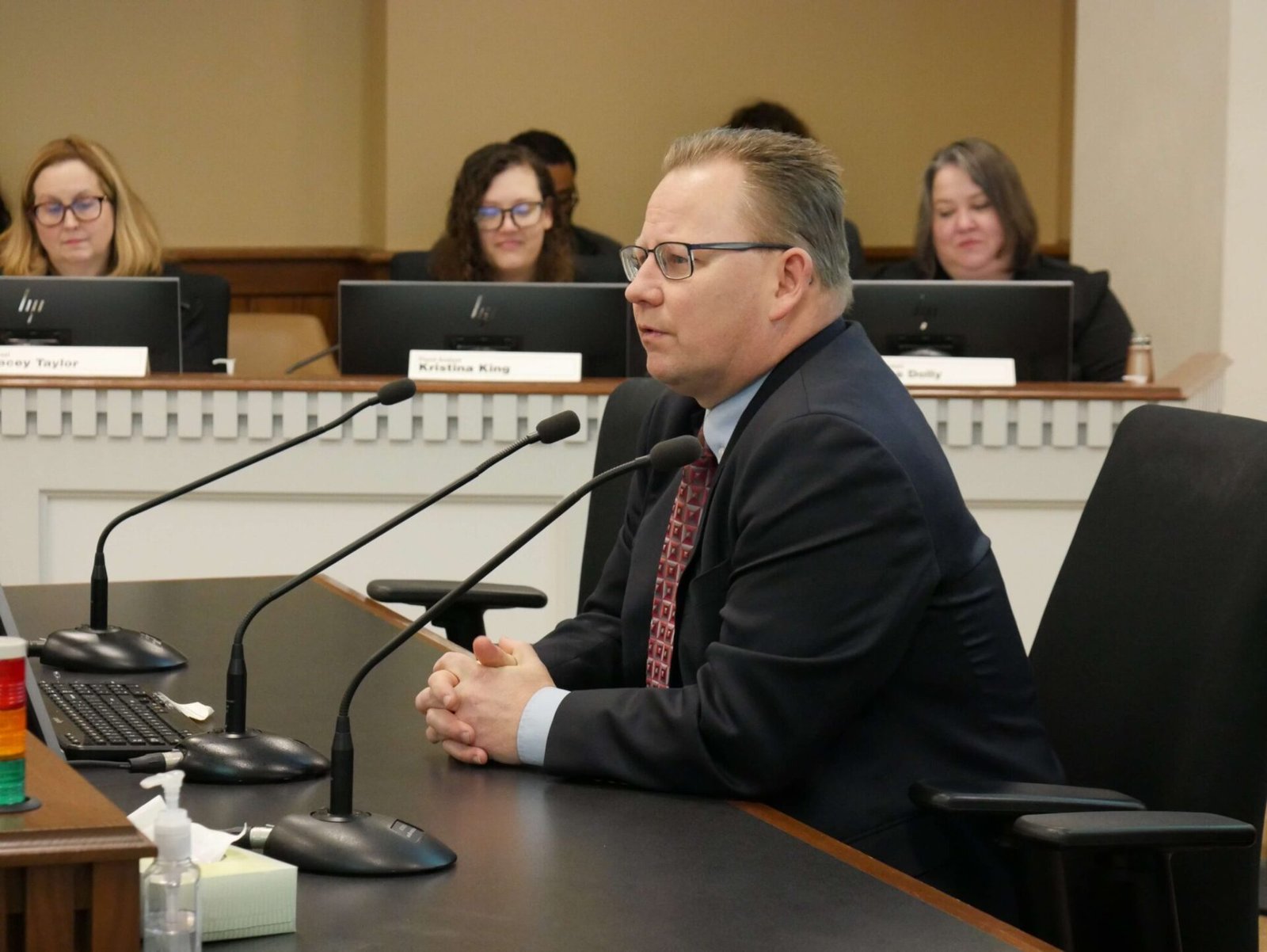 Superintendent of Public Instruction Chris Reykdal on Thursday discussed his request for nearly $2 billion in the next state budget. He is seen here testifying to a House committee in January. (Photo by Bill Lucia/Washington State Standard)