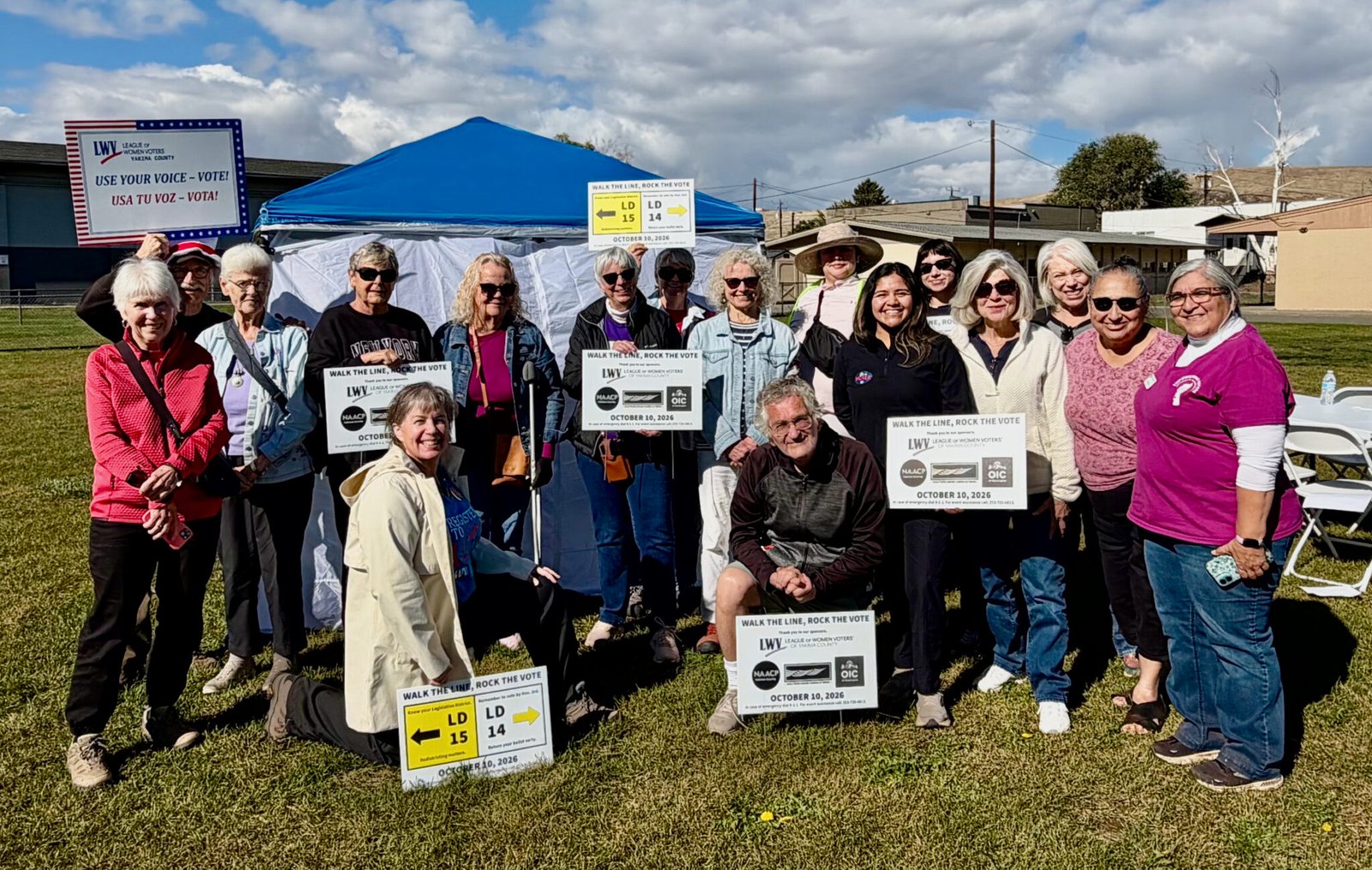 In October, the League of Women Voters of Yakima County walked the line where the 14th District’s boundary ends and provided community members with information on how to vote. (Photo courtesy of the League of Women Voters of Yakima County)