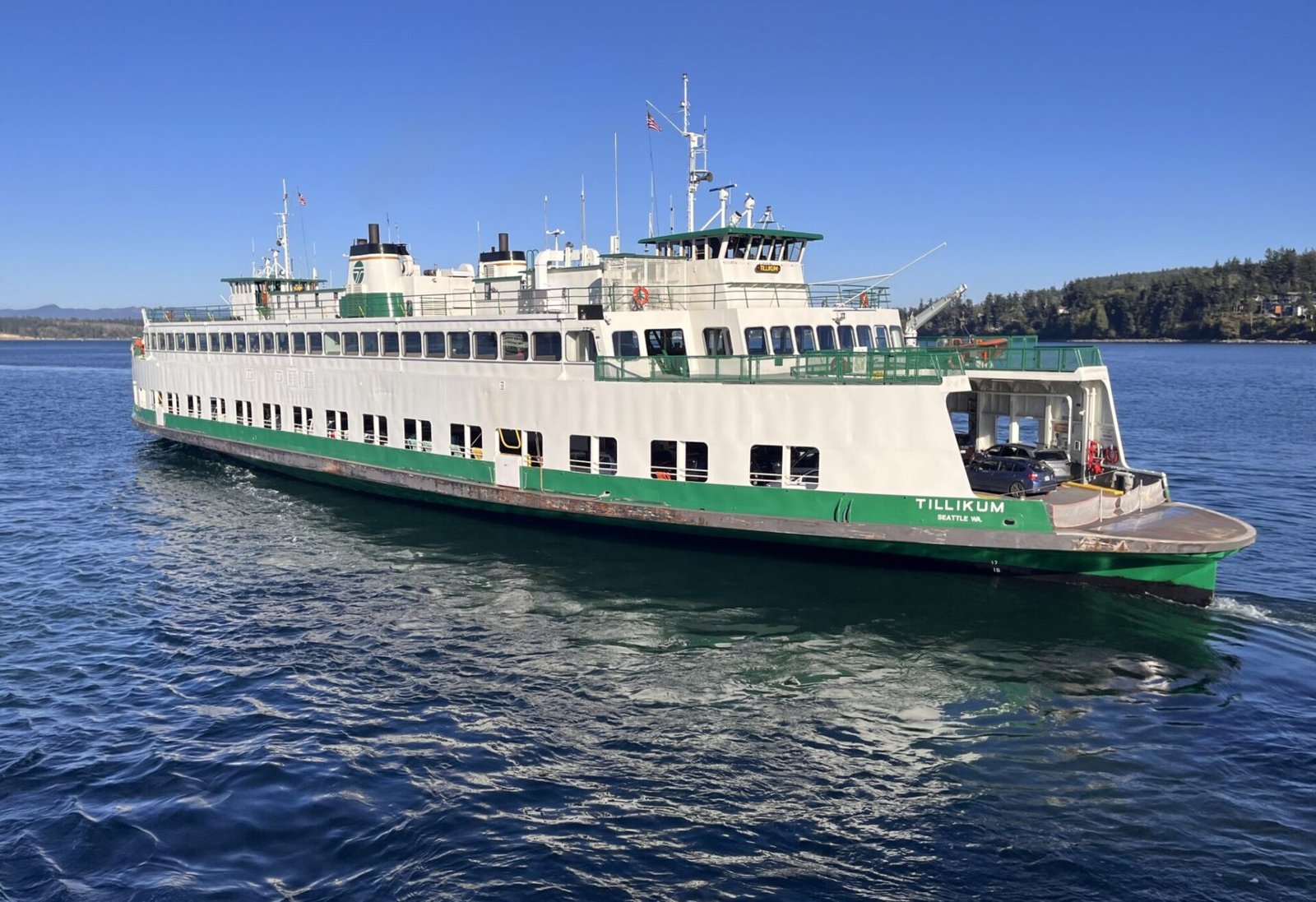 The 67-year-old Tillikum is the longest-serving Washington state ferry in active operation. It was expected to retire years ago, but can’t due to the shortage of working boats in the state fleet. (Photo by Tom Banse)