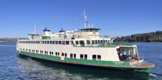 The 67-year-old Tillikum is the longest-serving Washington state ferry in active operation. It was expected to retire years ago, but can’t due to the shortage of working boats in the state fleet. (Photo by Tom Banse)